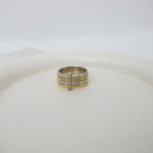 Minimal Multi-Band Δαχτυλίδι "The Stack" – Δίχρωμο με Ζιργκόν