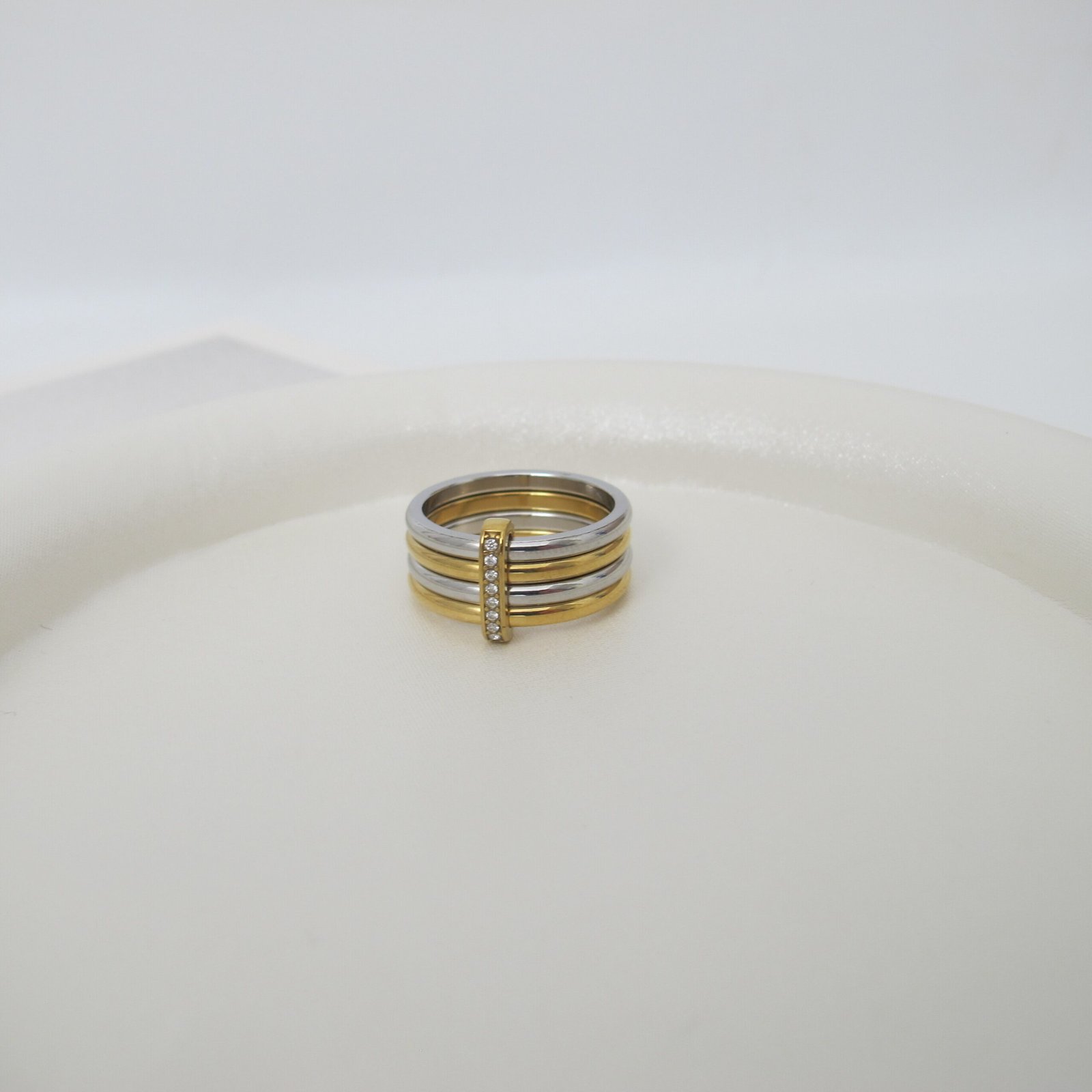 Industrial mixed metal band δαχτυλίδι