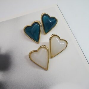 Teal vintage heart sκουλαρίκια