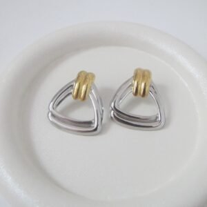 Retro triangle two-tone σκουλαρίκια