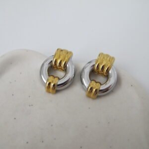Ατσάλινα Two-Tone Σκουλαρίκια "Interlocked" – Χρυσό & Ασημί