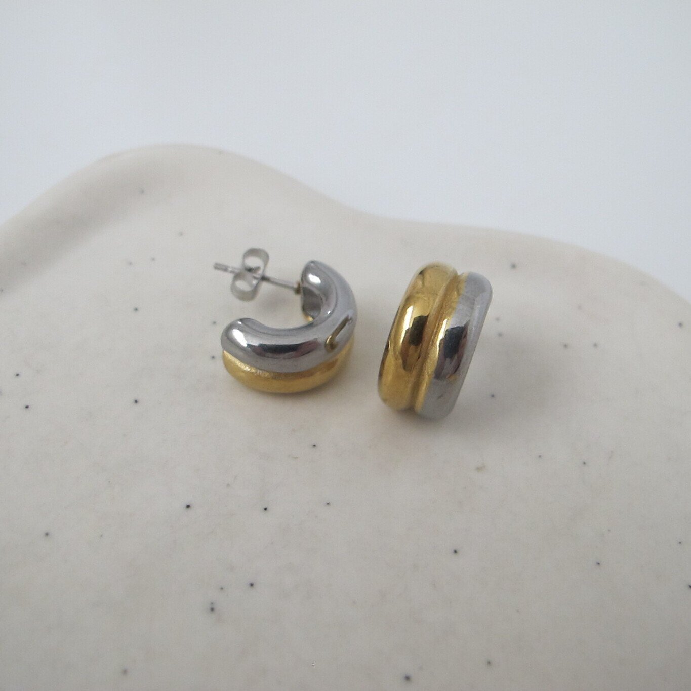 Ατσάλινοι Κρίκοι "Duo Glide" – Two-Tone Chunky Huggies