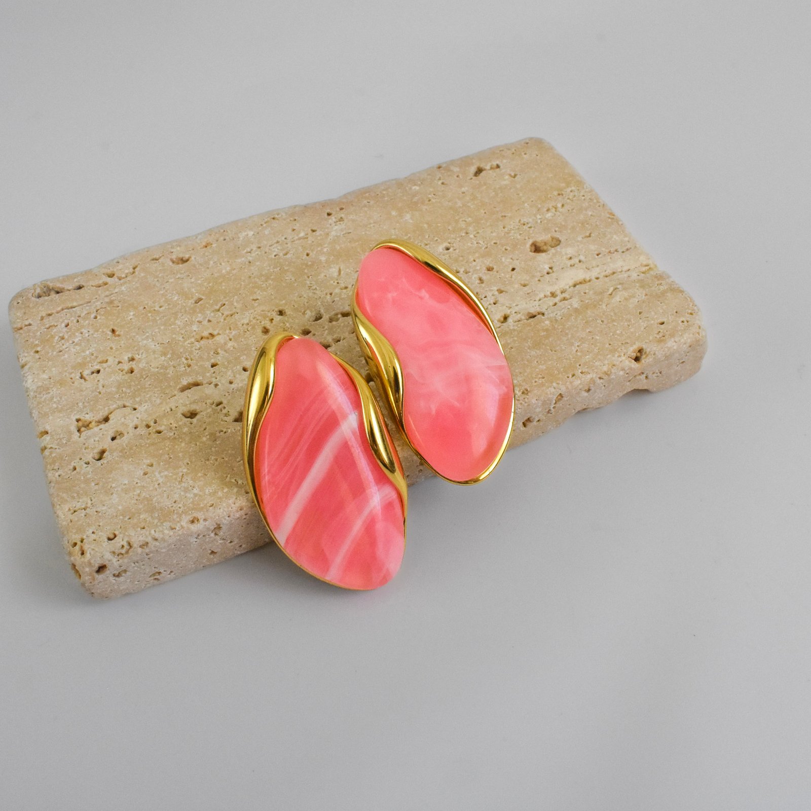 Pink Marble Σκουλαρίκια