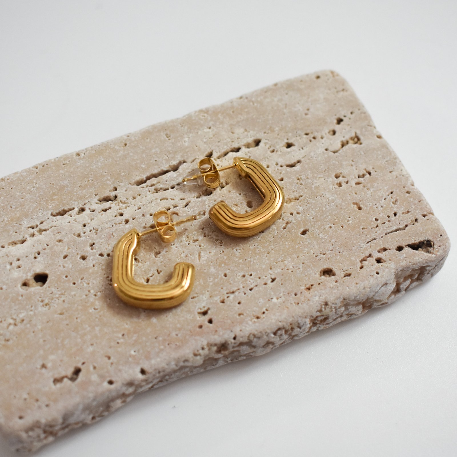 Ribbed Square Hoops Σκουλαρίκια