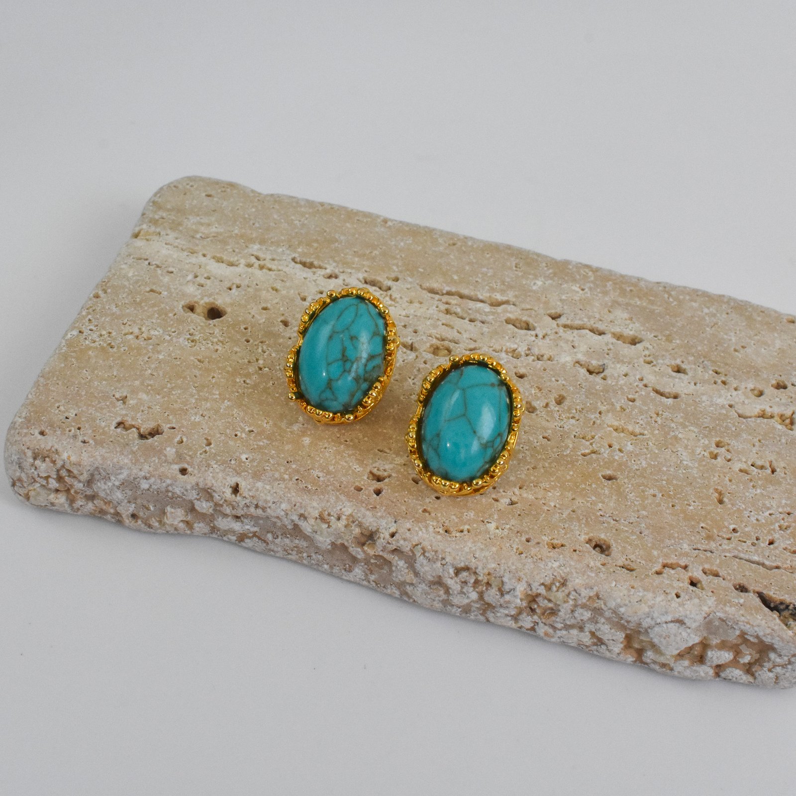 Turquoise Oval Σκουλαρίκια