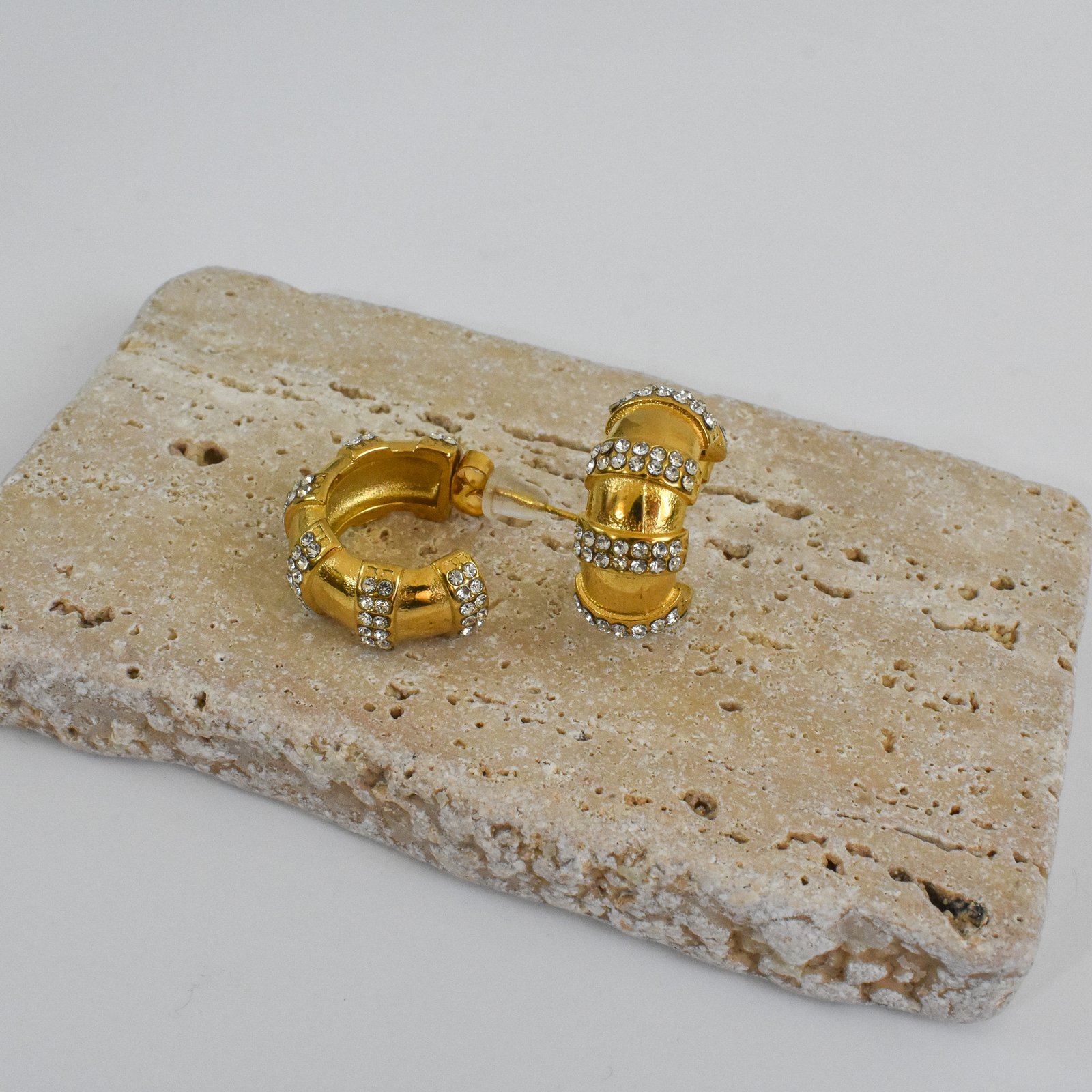 Bamboo Crystal Hoops Σκουλαρίκια