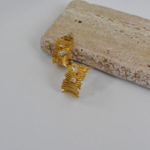 Ribbed Crystal C-Hoops Σκουλαρίκια