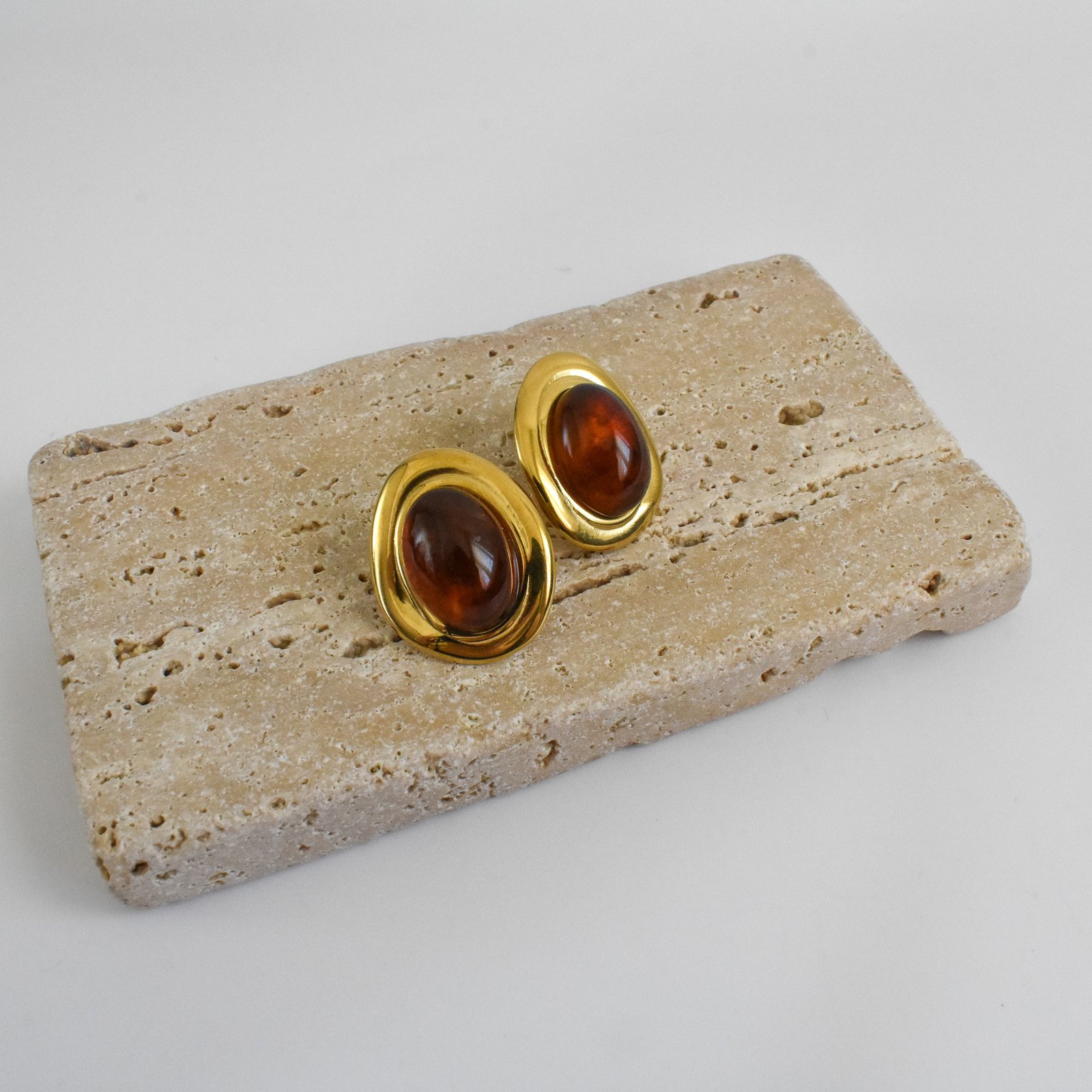 Vintage Amber Stone Σκουλαρίκια