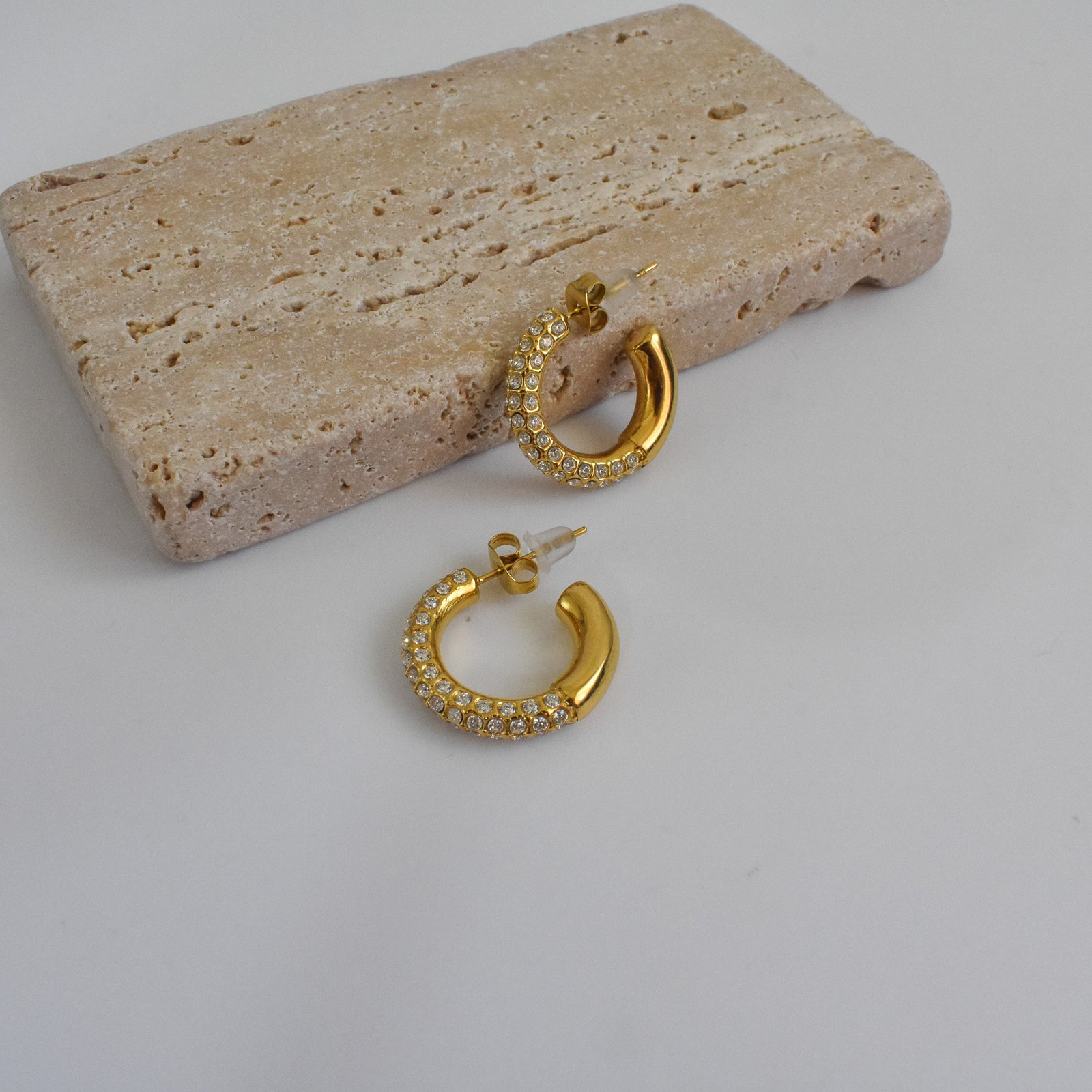 Half-Glazed Crystal Hoops Σκουλαρίκια