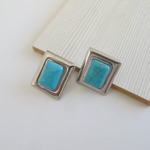 Turquoise Square Σκουλαρίκια