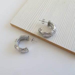 Silver Retro Swirl Hoops Σκουλαρίκια
