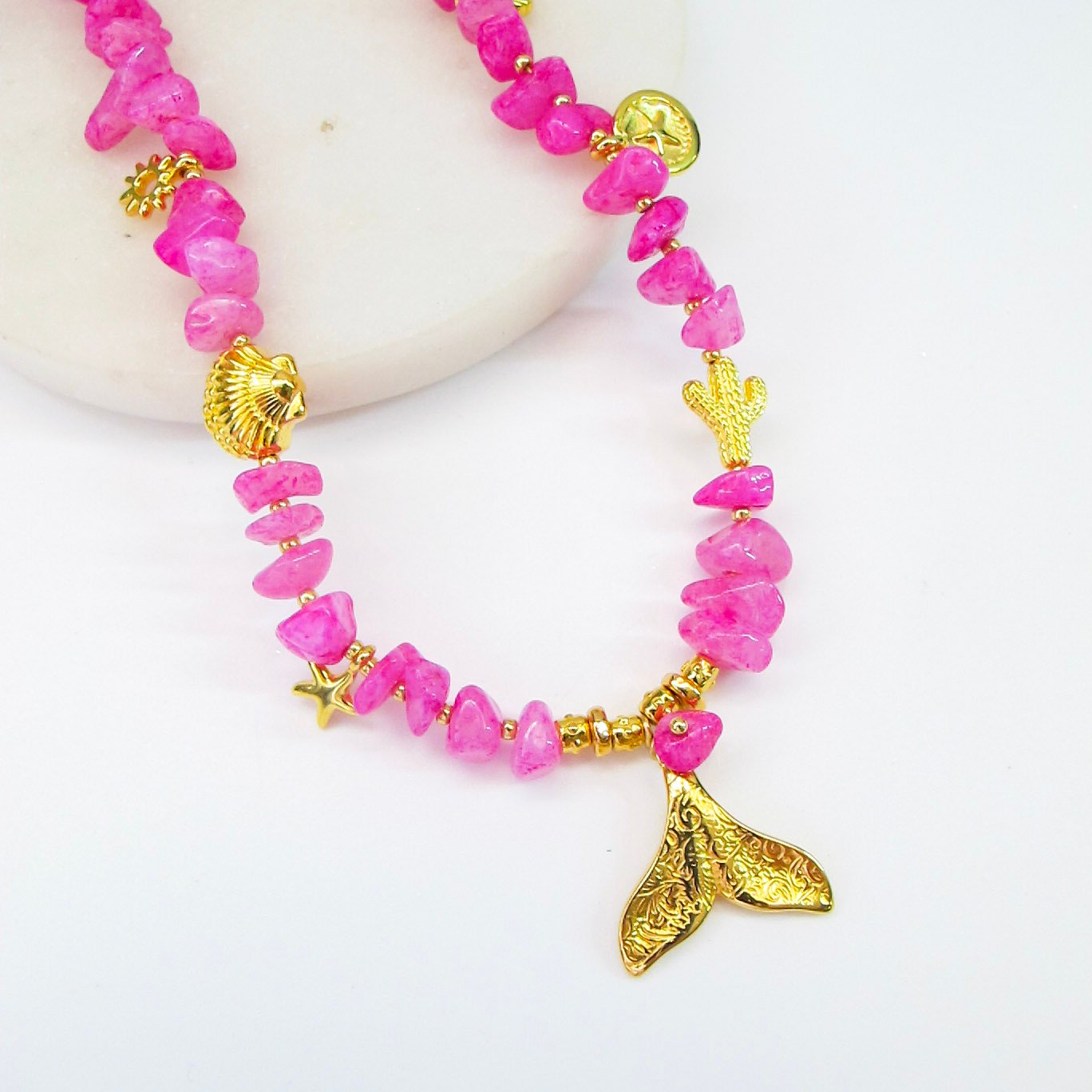 Pink Mermaid Tail Κολιέ
