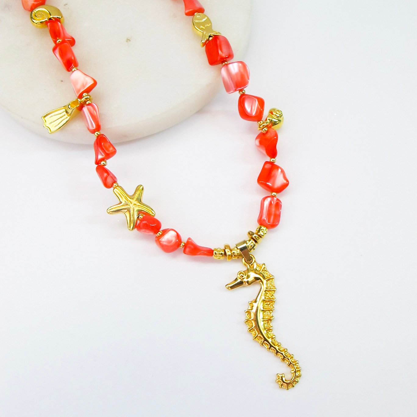Coral Seahorse Κολιέ