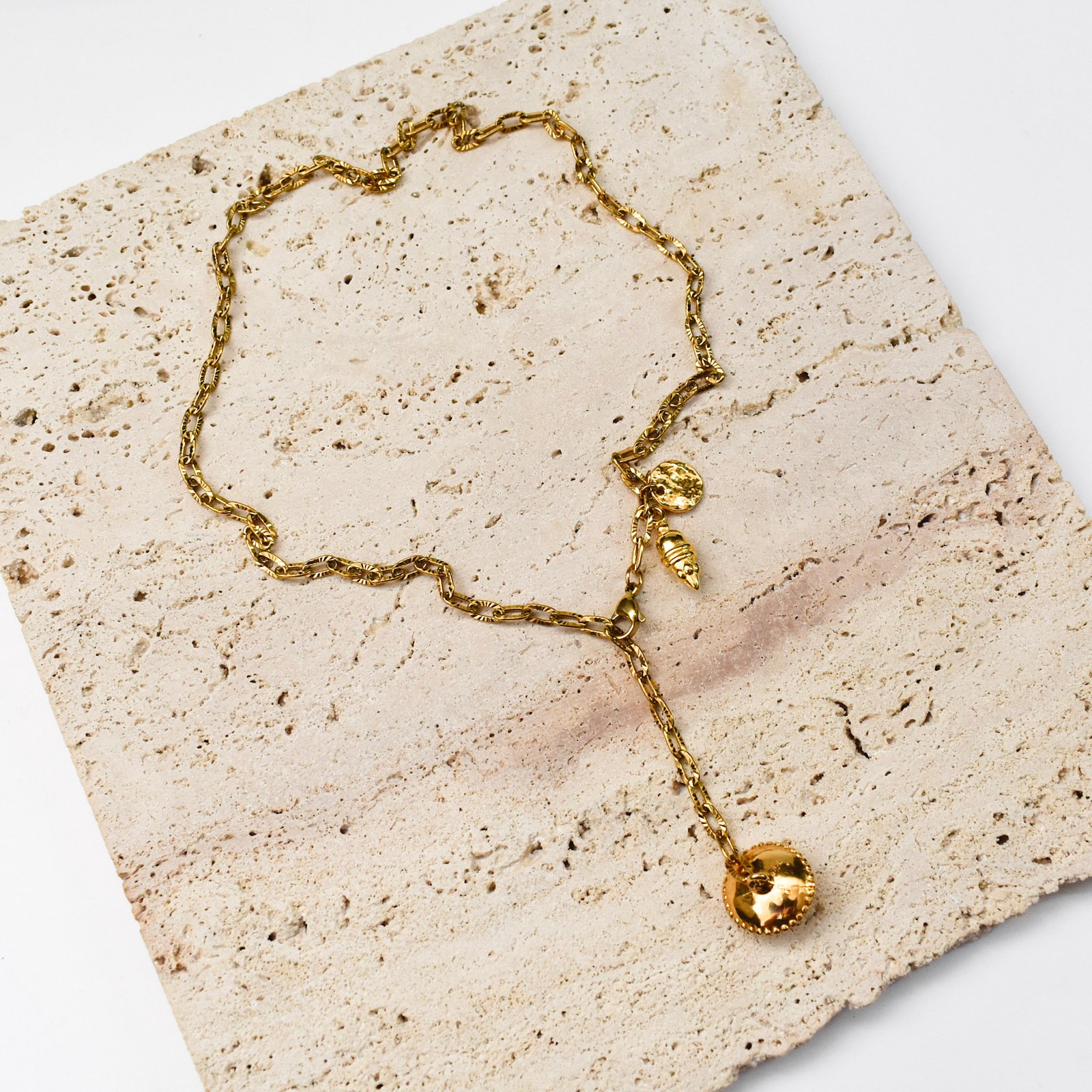 Gold Lariat Charm Κολιέ