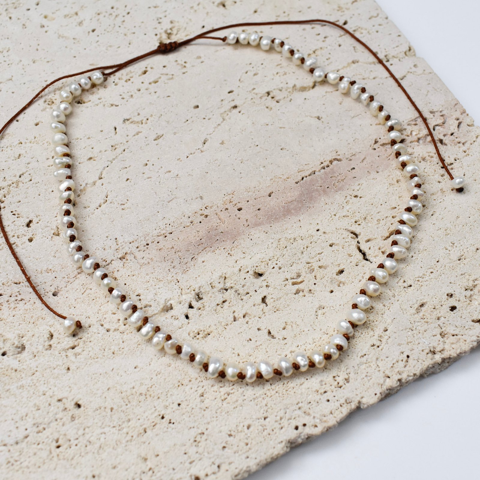 Knot Pearl Cord Κολιέ