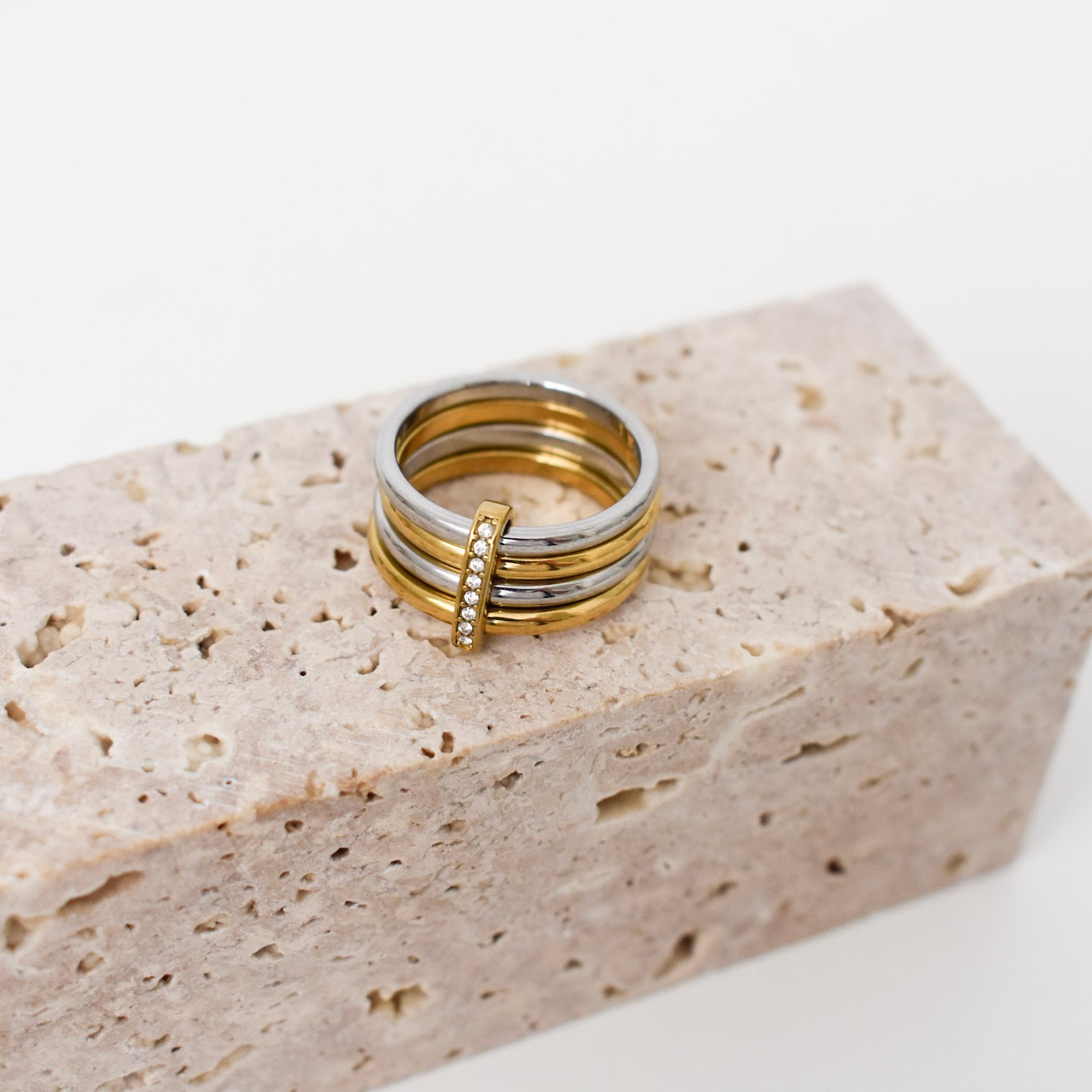 Two Tone Stacked Δαχτυλίδι