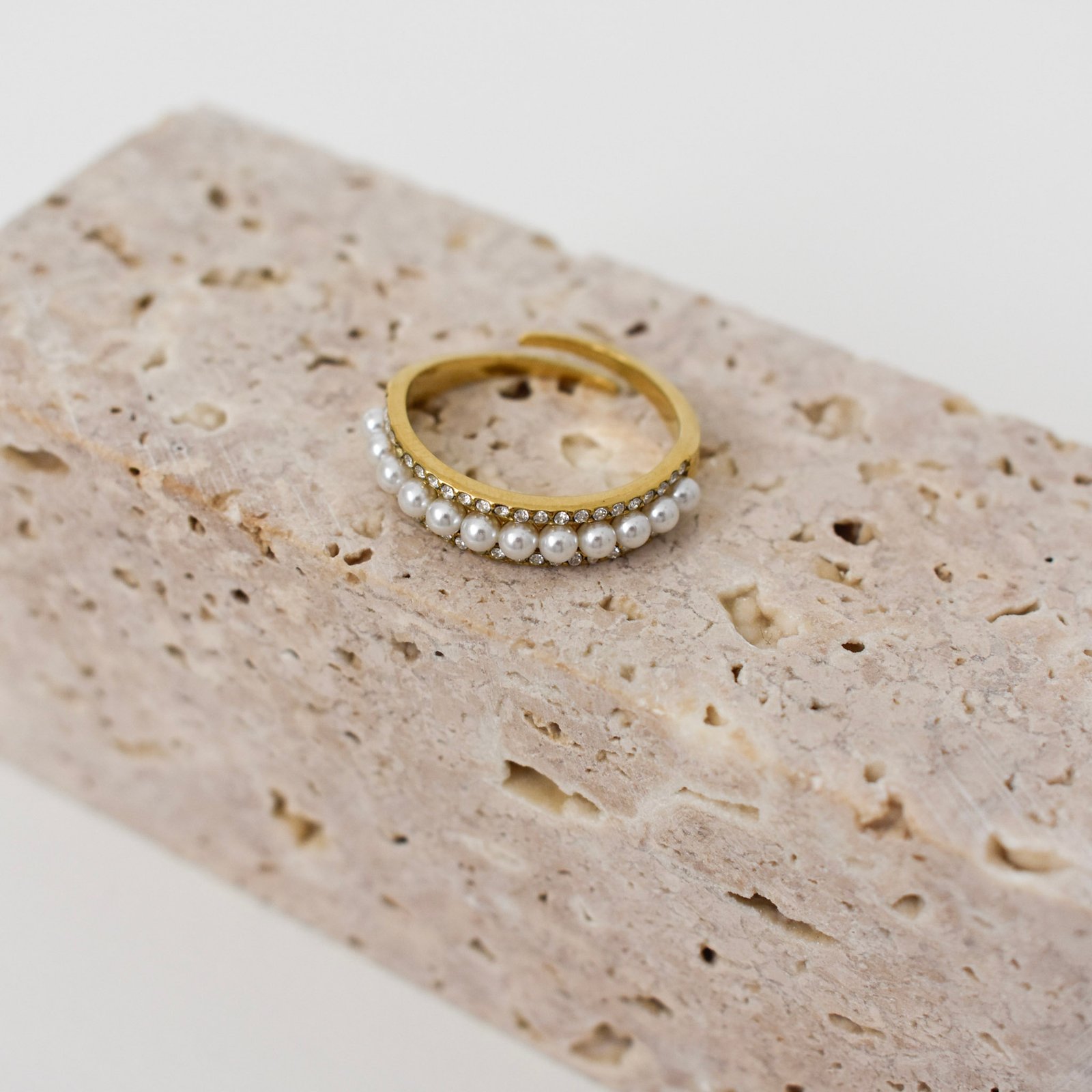 Pearl & Zircon Stacked Δαχτυλίδι