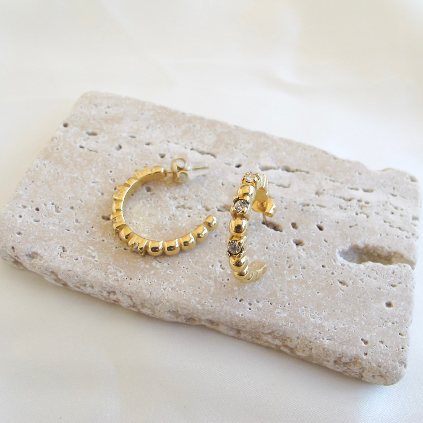 Beaded Zircon Hoops Σκουλαρίκια
