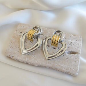 Two-Tone Heart Σκουλαρίκια